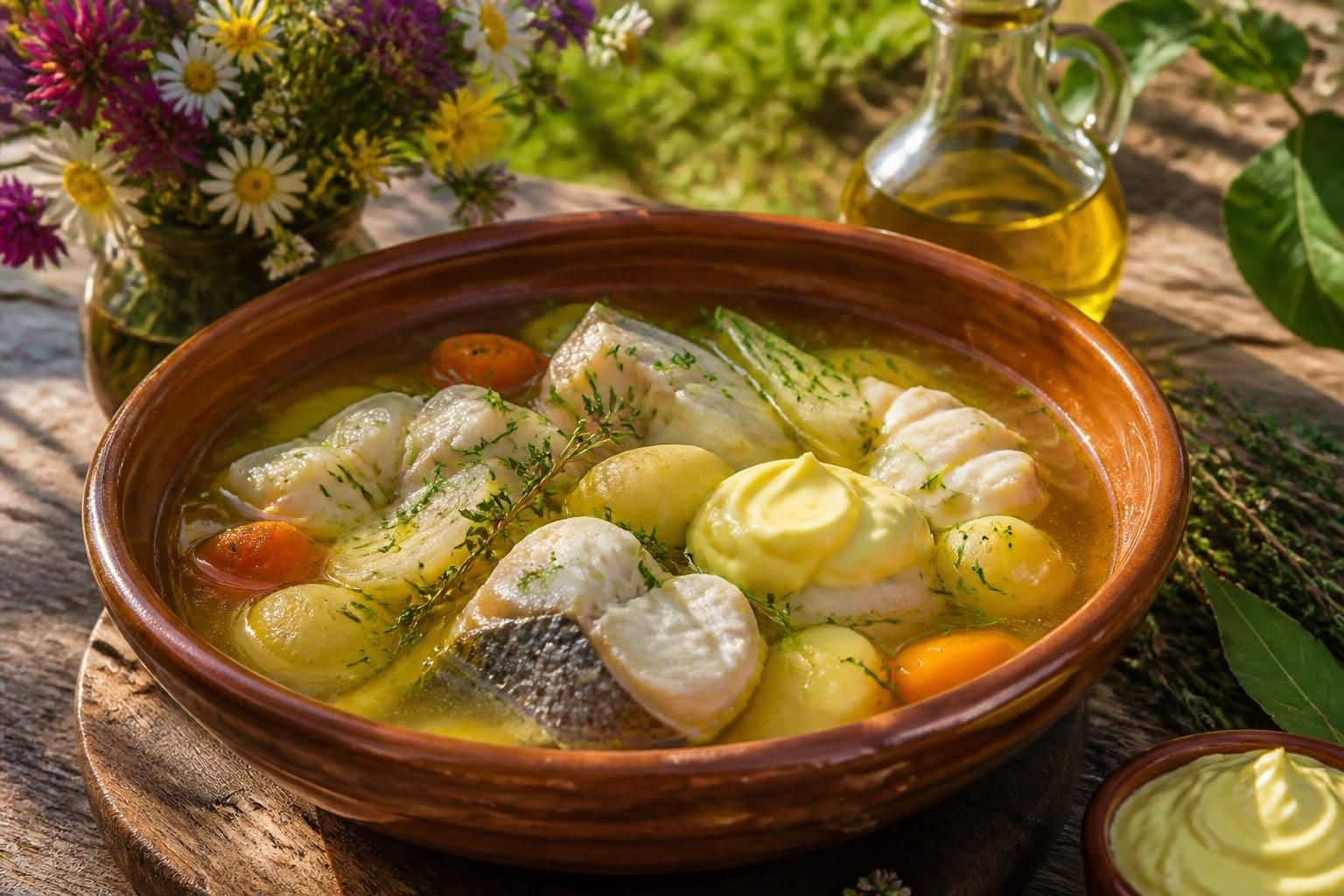découvrez la recette traditionnelle de la bourride, une spécialité provençale à base de poisson frais servie avec un aïoli savoureux, idéale pour une expérience culinaire authentique.
