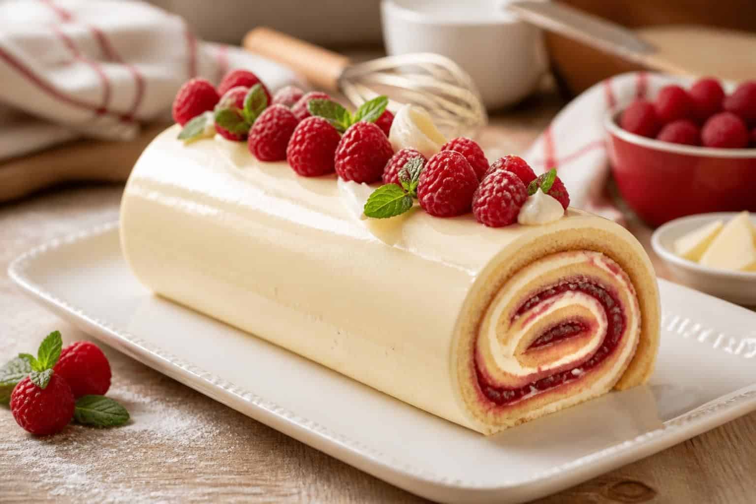 découvrez notre recette facile et gourmande de bûche vanille framboise, idéale pour régaler vos invités avec un dessert frais et délicieux.