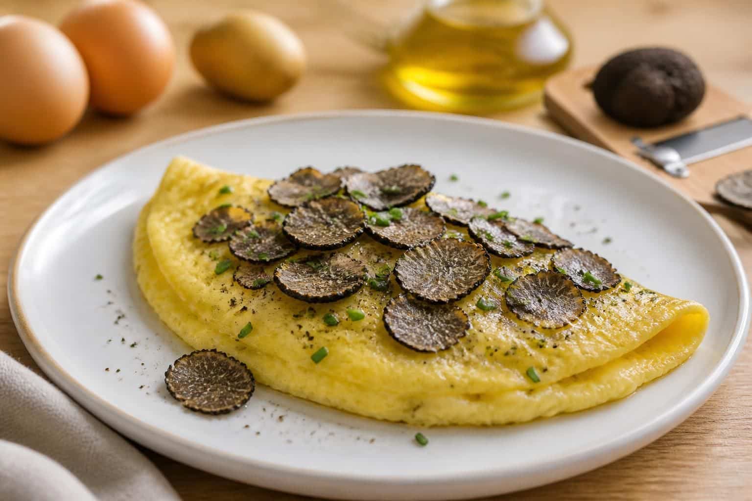 découvrez notre recette facile et gourmande d'omelette à la truffe, pour un plat raffiné et savoureux à préparer en un rien de temps.