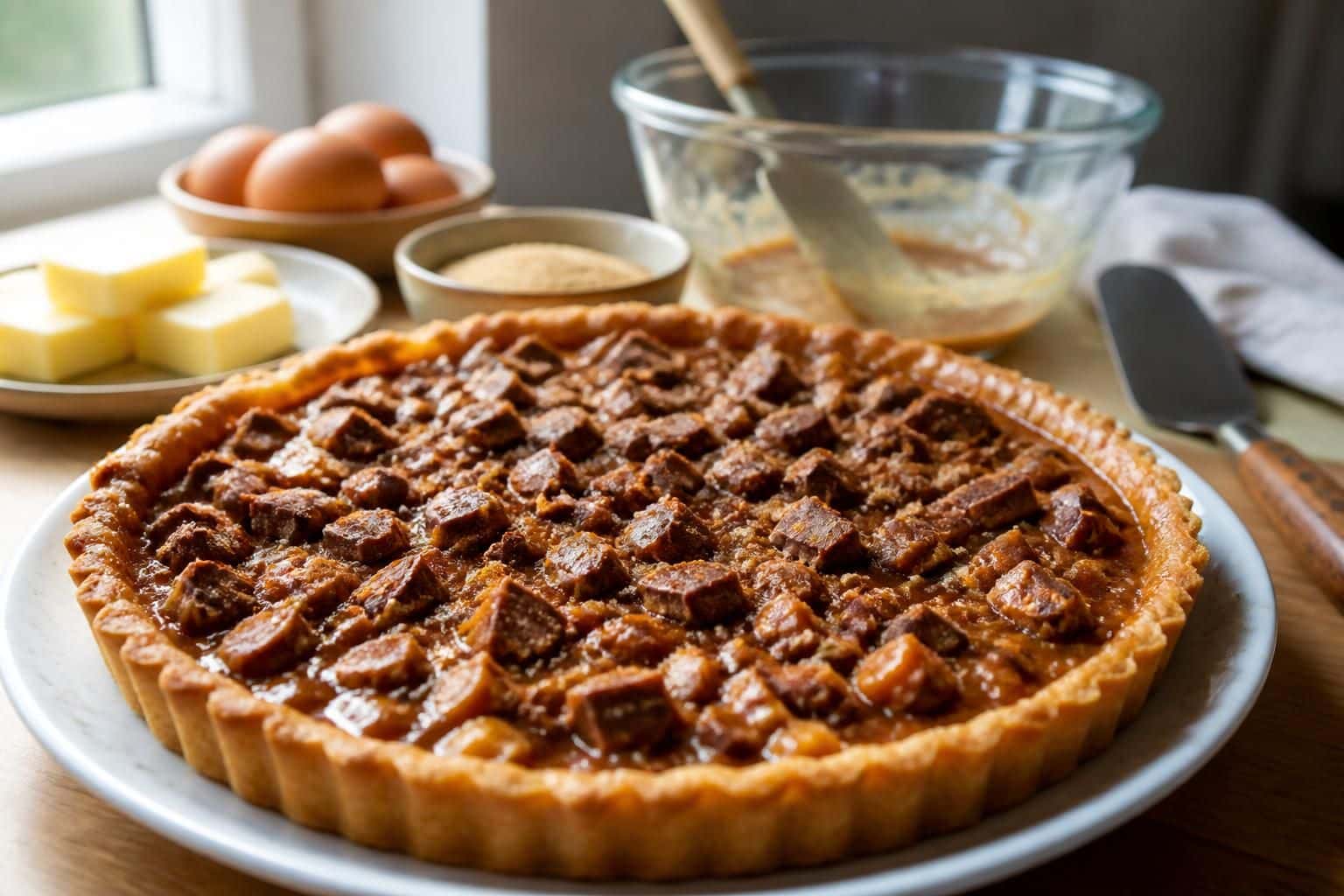 découvrez notre recette facile et gourmande de tarte au daim, parfaite pour régaler toute la famille avec un dessert maison délicieux et rapide à préparer.