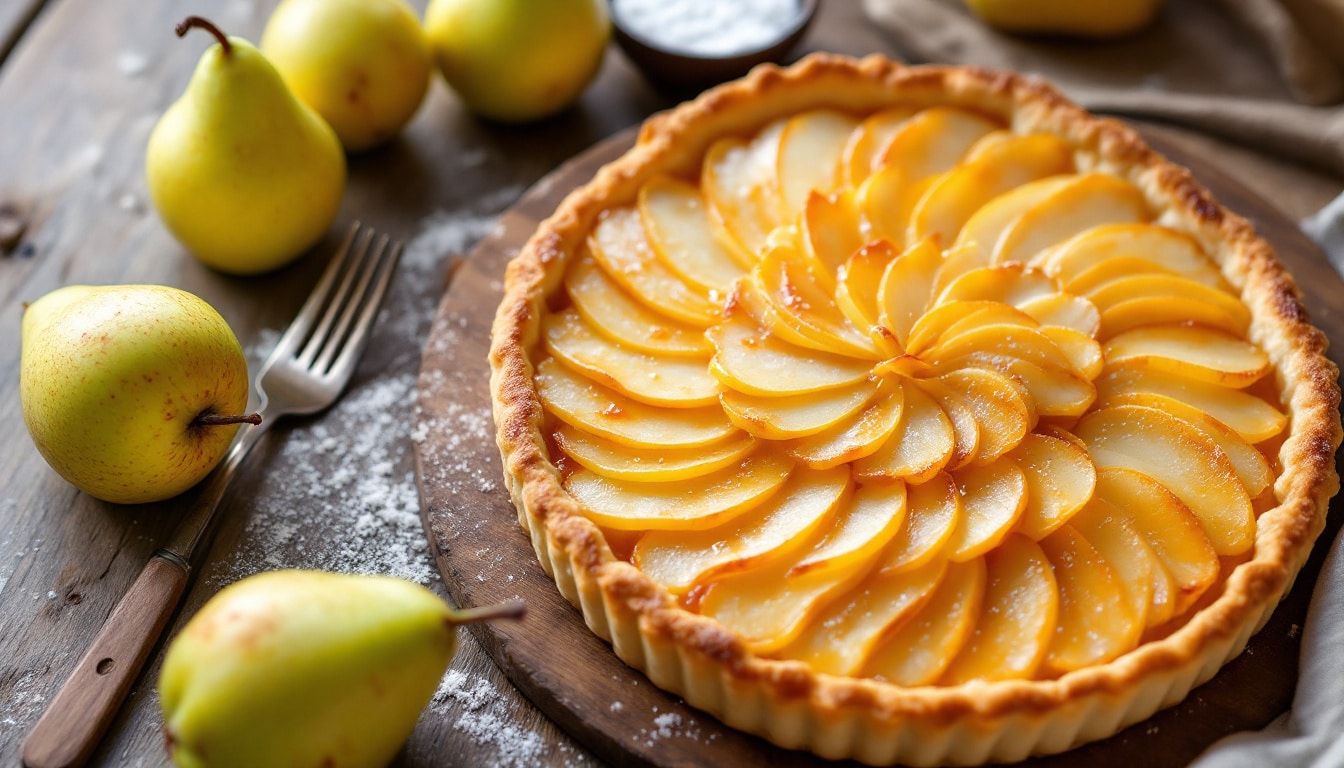 découvrez notre recette facile et gourmande de tarte aux poires maison, parfaite pour régaler vos papilles avec un dessert fruité et savoureux.