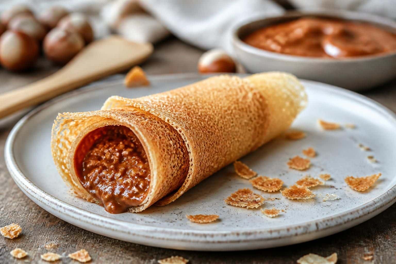 découvrez une recette facile et rapide pour un croustillant praliné accompagné de délicates crêpes dentelle, parfait pour un dessert gourmand et léger.