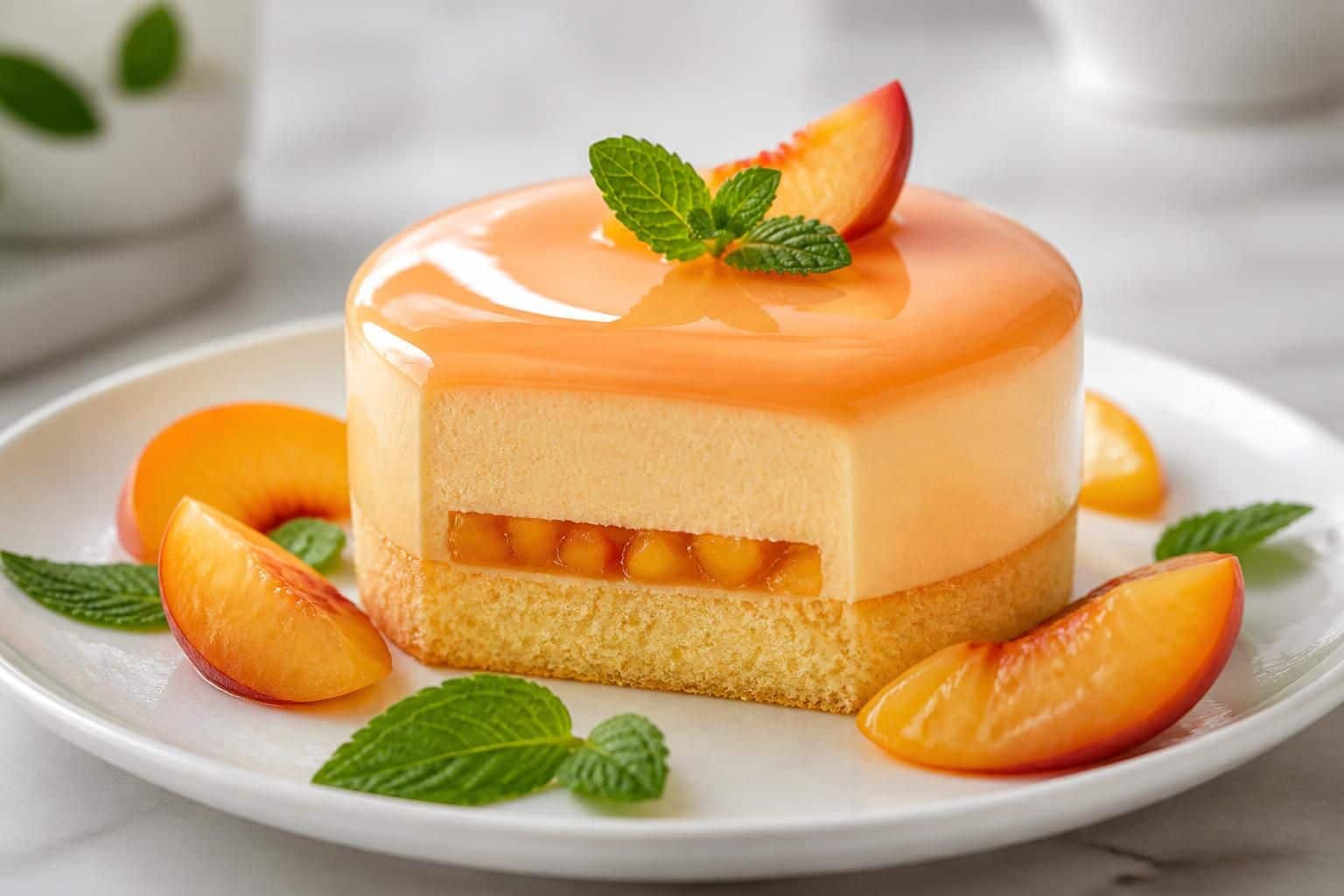 découvrez notre recette facile et gourmande d'entremet à la pêche, idéale pour un dessert frais et savoureux.