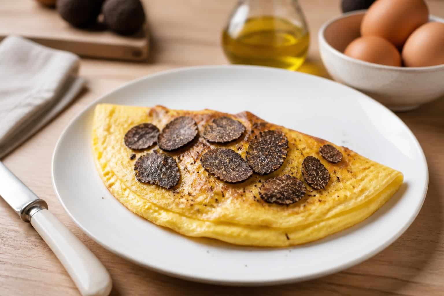 découvrez une recette simple et rapide d'omelette à la truffe noire, pour un plat gourmand et élégant à préparer en quelques minutes.