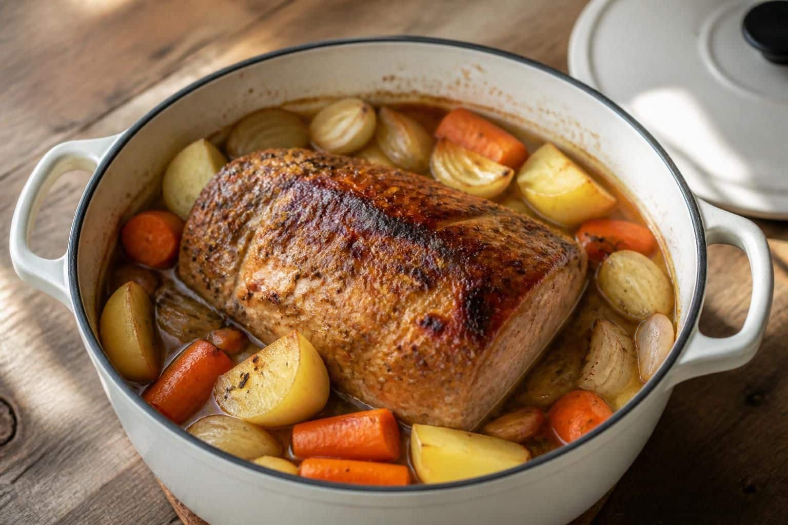 découvrez notre recette de rôti de porc en cocotte, fondante et facile à préparer pour un repas savoureux et convivial.