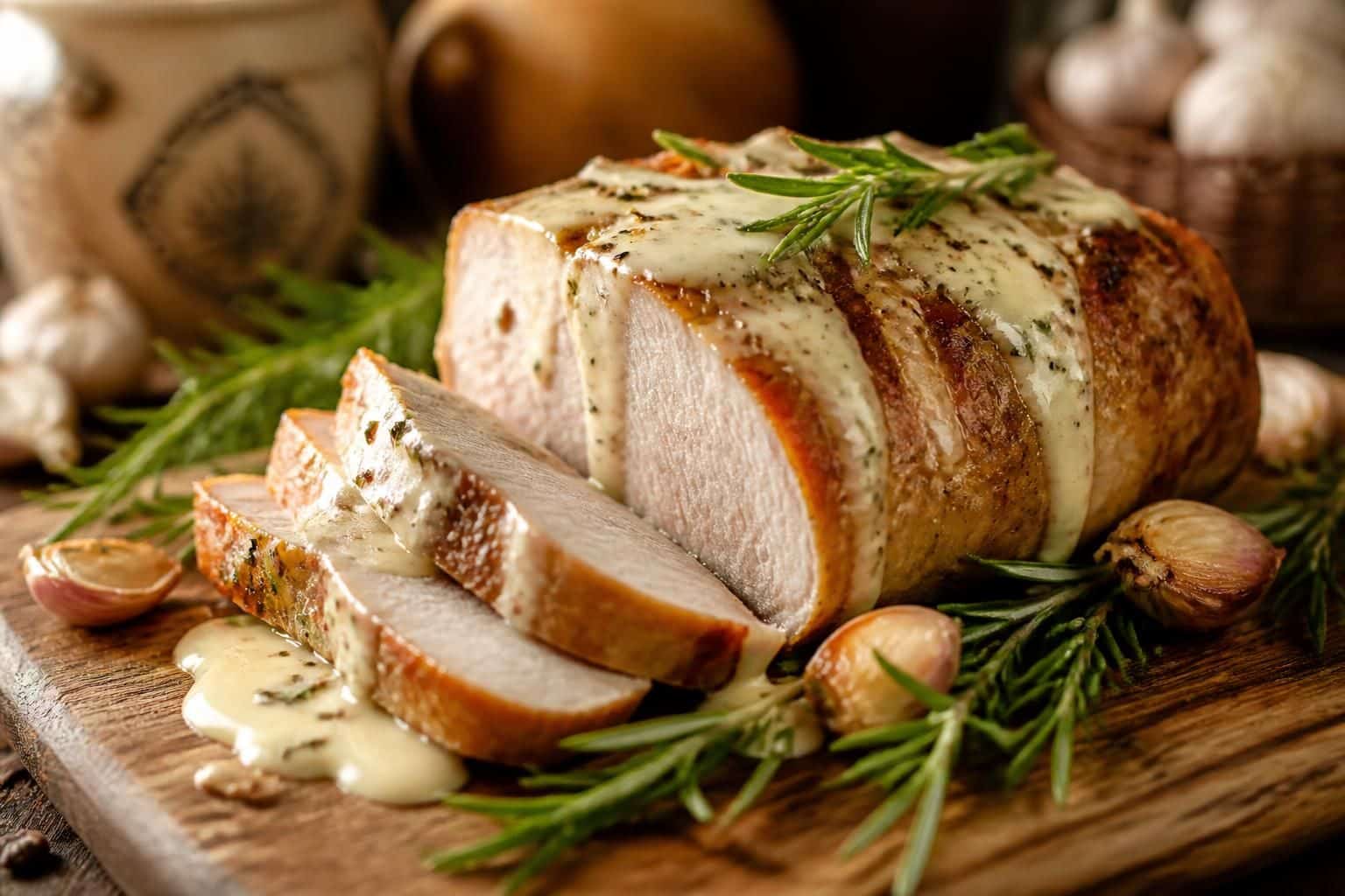 découvrez notre recette de rôti de porc au lait, moelleux et délicatement parfumé à l'ail et au romarin, pour un plat savoureux et réconfortant.