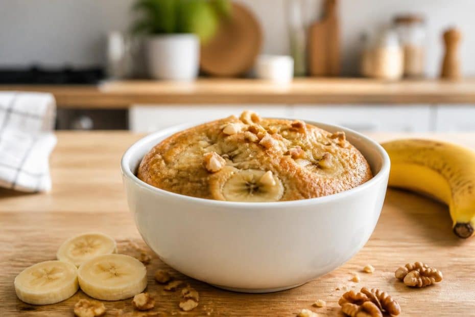 découvrez notre recette de bowl cake banane, moelleux, rapide et facile à préparer pour un petit-déjeuner gourmand et sain en quelques minutes.