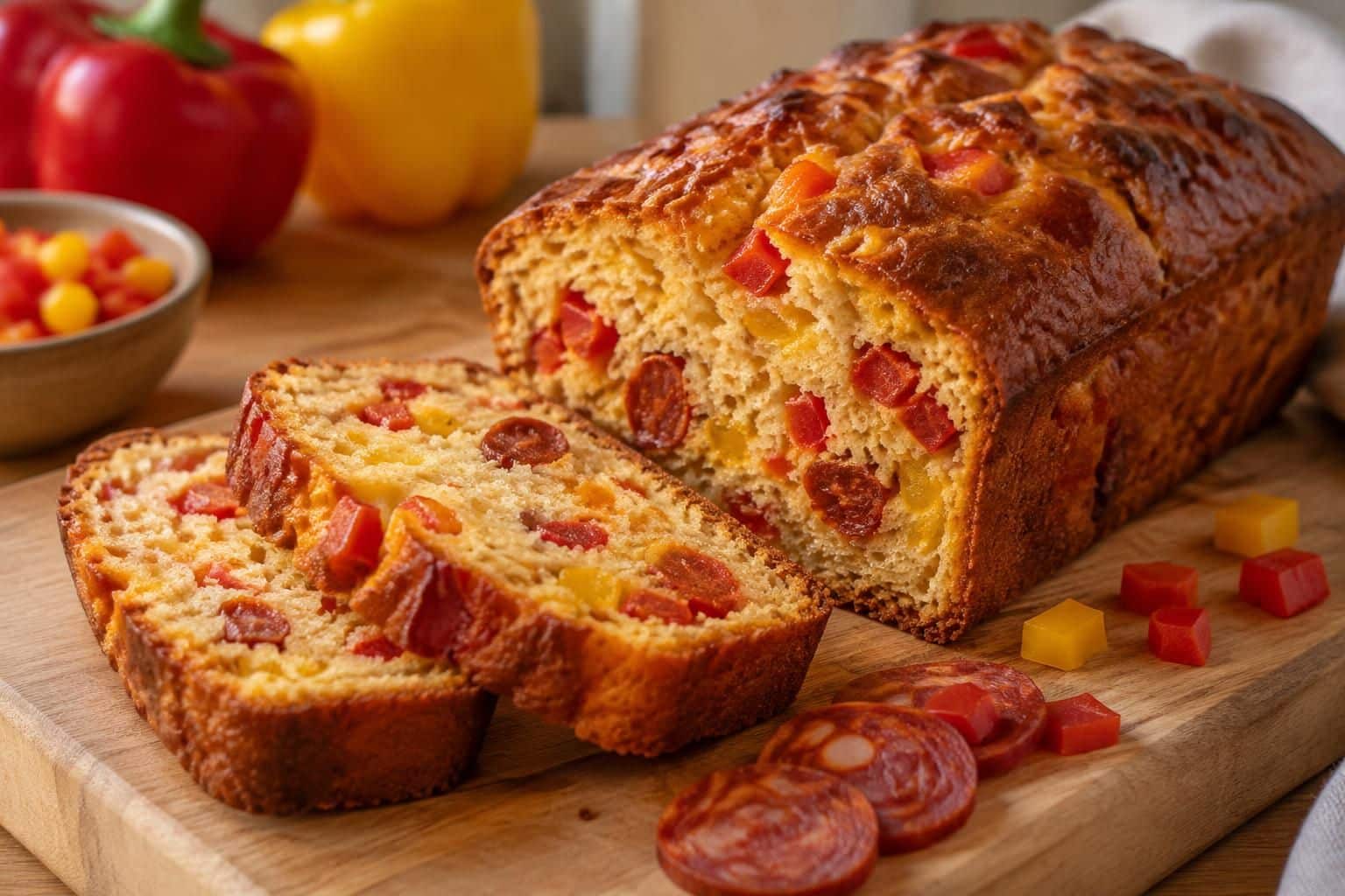 découvrez une recette facile de cake au chorizo et aux poivrons, moelleux et savoureux, idéale pour l’apéritif ou un repas convivial.
