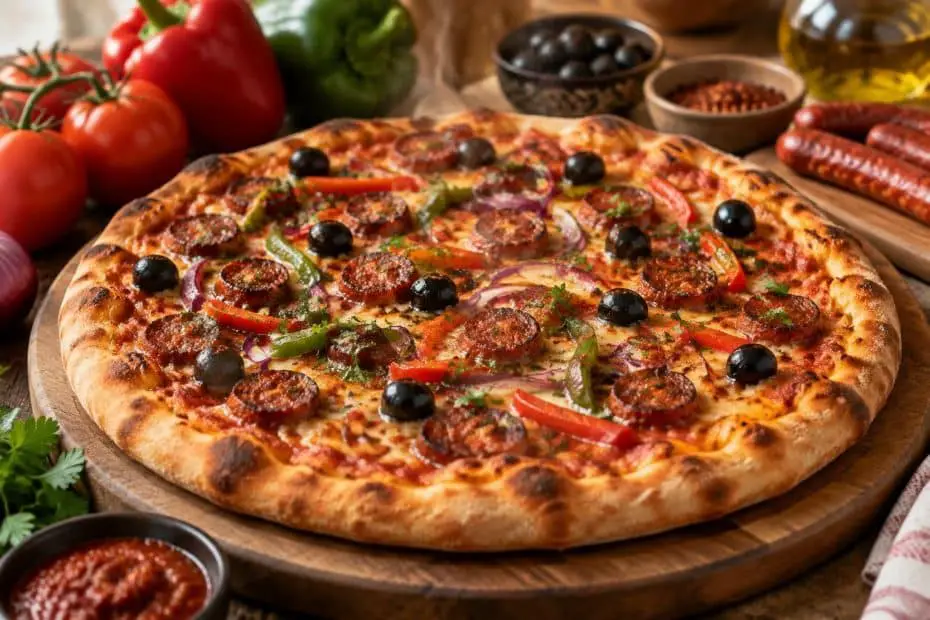 découvrez une recette facile de pizza orientale aux ingrédients traditionnels : épices parfumées, garniture généreuse et saveurs authentiques.