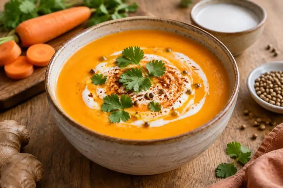 découvrez une soupe carotte coco onctueuse, relevée de douces épices : une recette réconfortante, parfumée et facile à préparer.