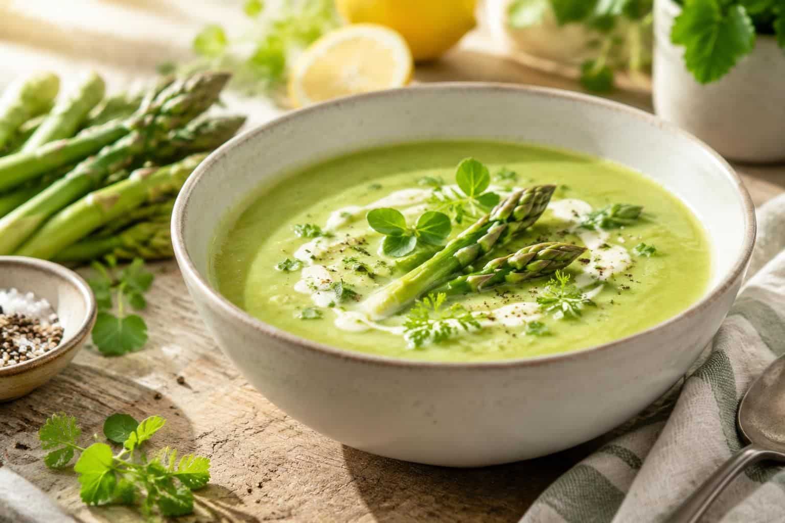 préparez un velouté d’asperges rapide, facile et léger, idéal pour un repas savoureux. découvrez une recette simple prête en quelques minutes.